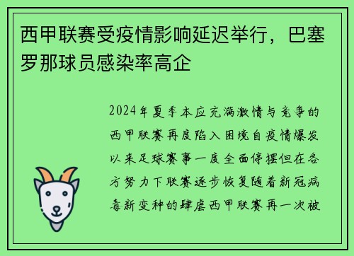 西甲联赛受疫情影响延迟举行，巴塞罗那球员感染率高企