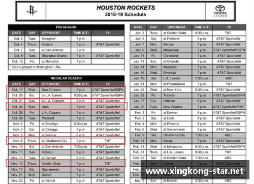 星空体育官方网站NBA火箭队最新赛程直播时间表 - 副本